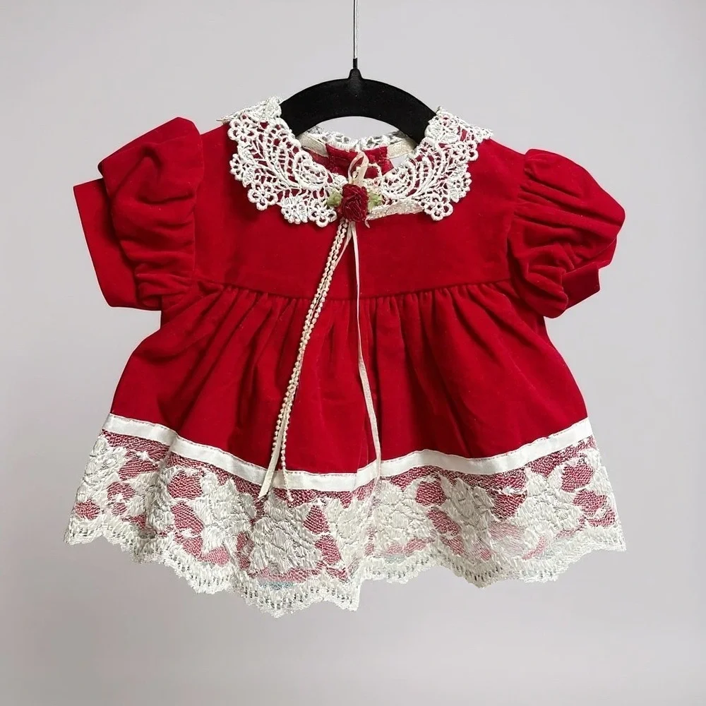 Jo Lane Baby Toddler Red Velvet Lace Dress Special Occasion Holiday Infant - Picture 1 of 6
